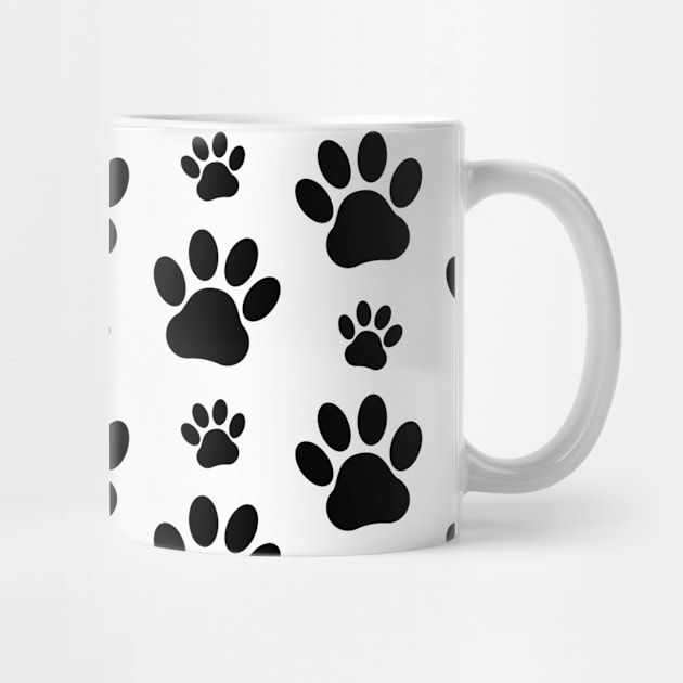 Paw Pattern, Dog Paws, Paw Prints, Black and White by Jelena Dunčević